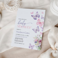 Papillons baby shower rose et pourpre