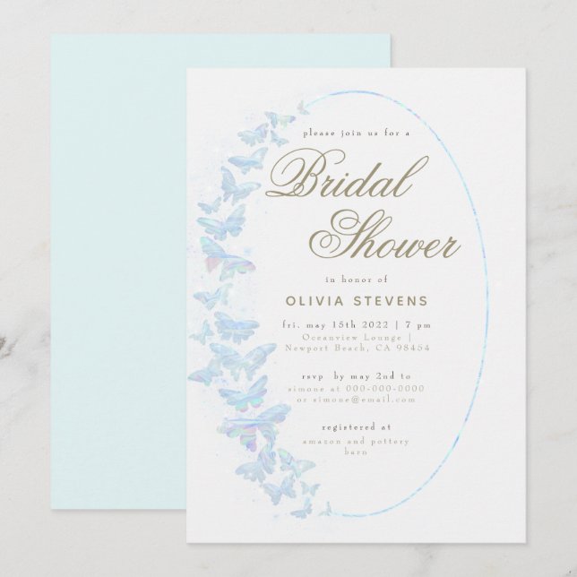 Invitation Papillons blancs Boho Frame Elégante Fête des mari (Devant / Derrière)