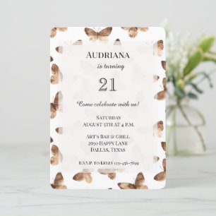 Invitation Papillons blancs Brown Anniversaire