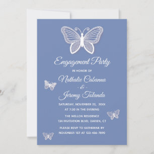 Invitation Papillons Bleus de la partie d'engagement