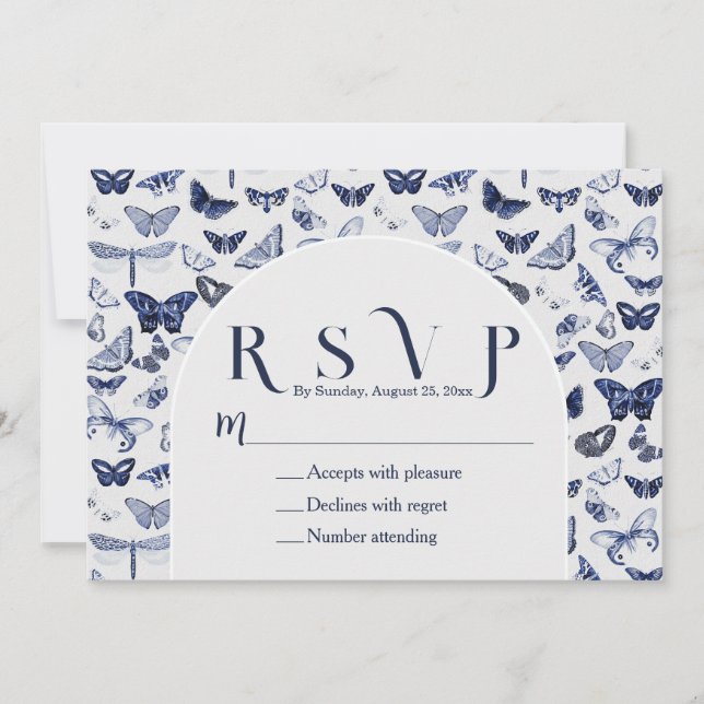 Invitation Papillons bleus vintages (Devant)