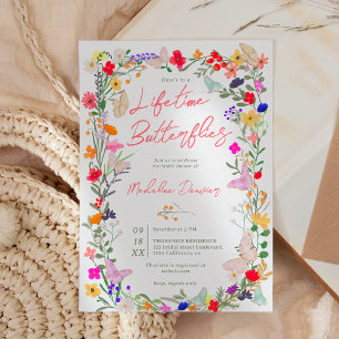 Invitation Papillons Boho à vie fleur sauvage douche de nage