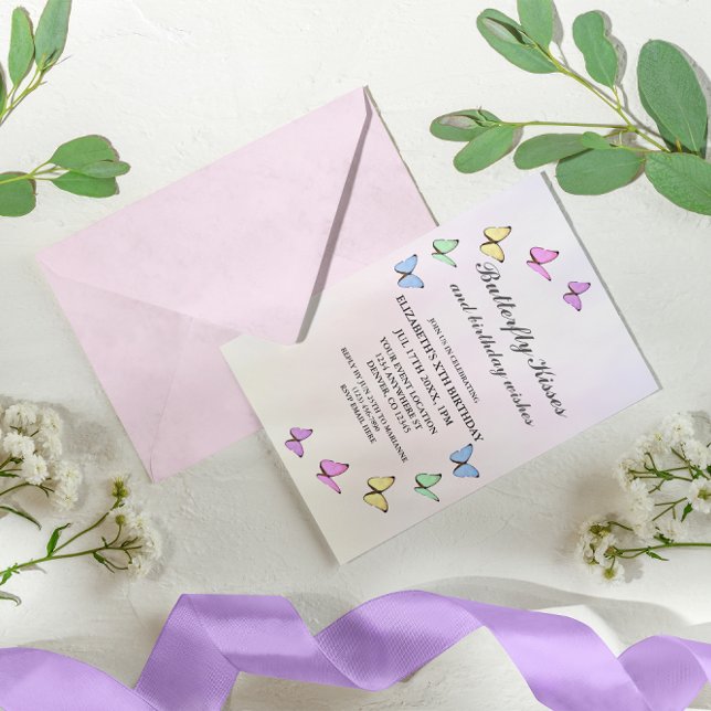 Invitation Papillons colorés Anniversaire (Créateur téléchargé)