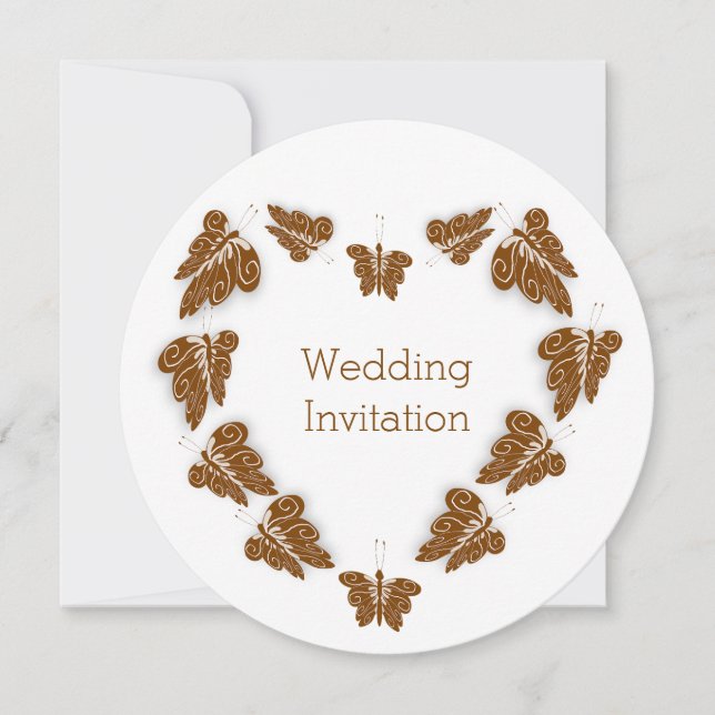 Invitation Papillons couleur chocolat Mariage design (Devant)