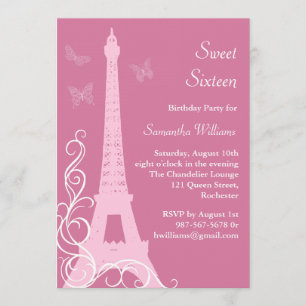 Invitation Papillons dans le rose d'invitation d'anniversaire