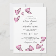 Papillons d'aquarelle rose. Mariage élégant