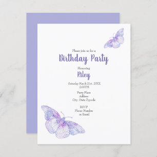 Invitation Papillons d'aquarelle violette