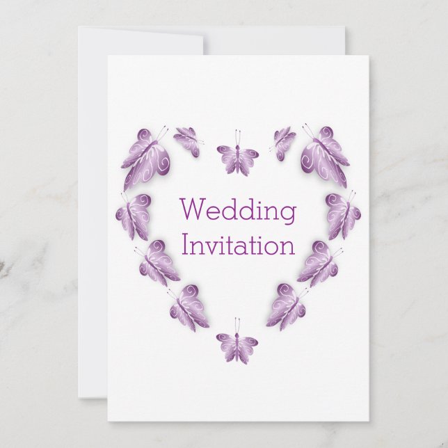 Invitation Papillons de couleur violet Mariage de design (Devant)