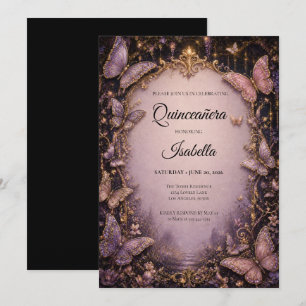 Invitation Papillons de fée roses de luxe Quinceañera