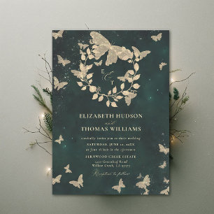 Invitation Papillons de la forêt enchantés Emerald Green Mari