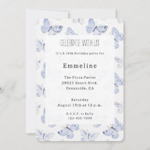 Invitation Papillons de lavande violet fille Anniversaire