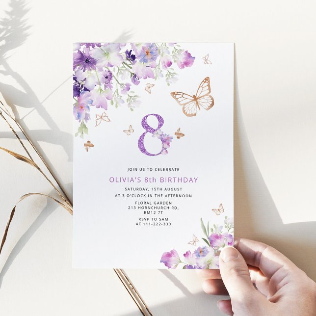 Invitation Papillons de lilas pourviолет pour 8 ans (Créateur téléchargé)