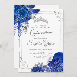 Invitation Papillons de Quinceañera Bleu Royal Mis Quince