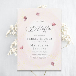 Invitation Papillons de vie Blush Pink Chic Fête des mariées