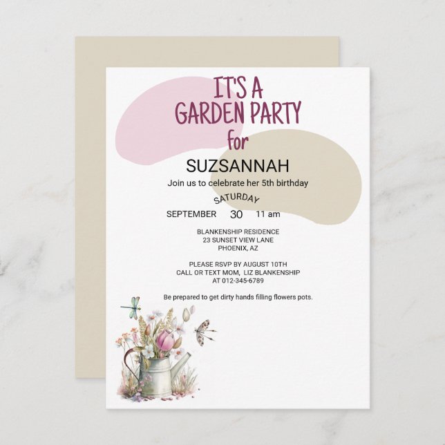 Invitation Papillons du jardin floral libellules Aquarelle (Devant / Derrière)