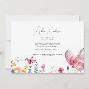 Invitation Papillons et Baby shower Fleur sauvage délicieux
