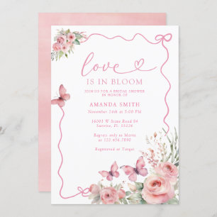 Invitation Papillons et fleurs aiment dans la Fête des mariée