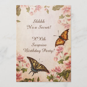 Invitation Papillons et fleurs d'amandes Vintages Surprise