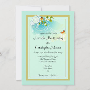Invitation Papillons et fleurs Mariage