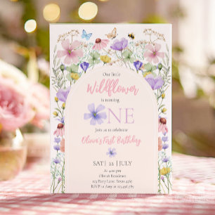 Invitation Papillons fleur sauvage Floral Boho Girl Anniversa