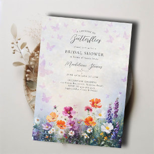 Invitation Papillons Fleur sauvage Lilac Garden Fête des mari