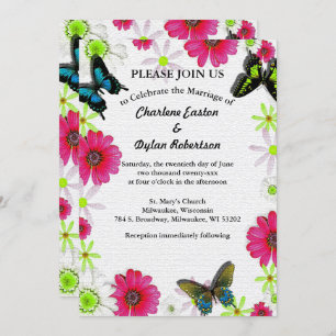 Invitation Papillons & Fleurs en Mosaïque Ajouter une photo e