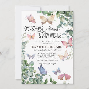 Invitation Papillons Floral   Baby shower Eucalyptus