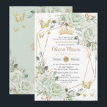 Invitation Papillons Floraux Vert Sauge Quinceañera Quince<br><div class="desc">Personnalisez facilement et rapidement cette élégante invitation de Quinceañera / Sweet 16 d'anniversaire aux fleurs vert sauge en cliquant simplement sur le bouton Modifier à l'aide des outils de conception pour modifier les textes, changer les polices et les couleurs des polices. Caractéristiques des fleurs douces en aquarelle vert sauge, papillons...</div>