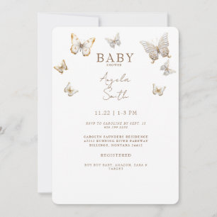Invitation Papillons Gold Baby Girl Douche