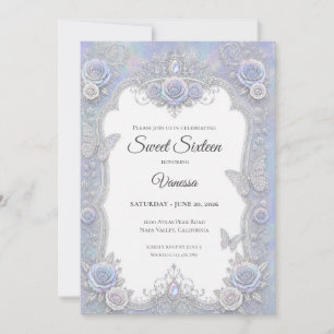 Invitation Papillons iridescents élégants Sweet 16