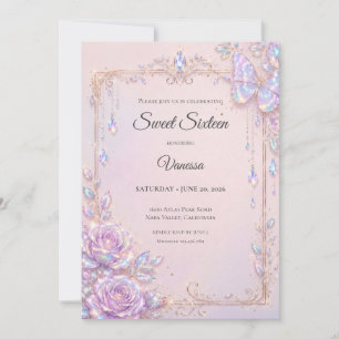 Invitation Papillons iridescents élégants Sweet 16