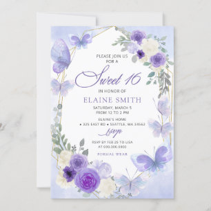Invitation Papillons Lilac Rustiques Floraux Violets Sucrés 1