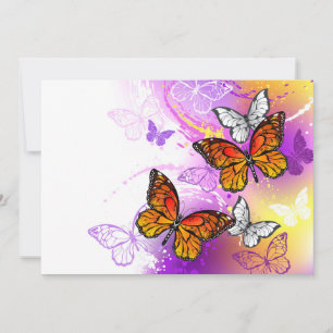 Invitation Papillons monarques sur fond violet