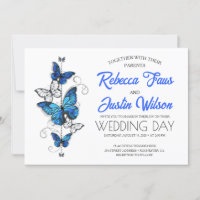 Papillons Morpho Monarch bleus et blancs