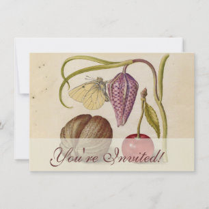 Invitation Papillons noix Fleur Cerisier Aquarelle Art