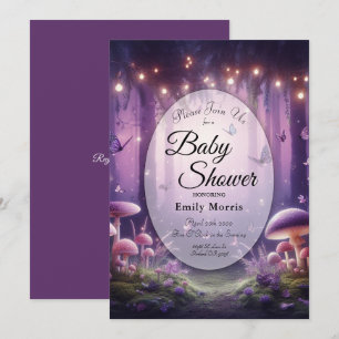 Invitation Papillons pourpres Baby shower Ciel Starlit