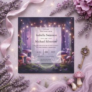 Invitation Papillons pourpres et Mariage Ciel Starlit