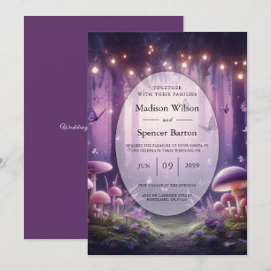Invitation Papillons pourpres et Mariage Ciel Starlit