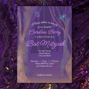Invitation Papillons pourpres, Matzvah de chauve-souris de fo