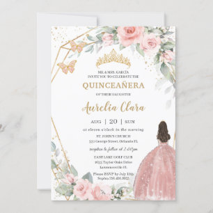 Invitation Papillons princes rose pâle Quinceañera