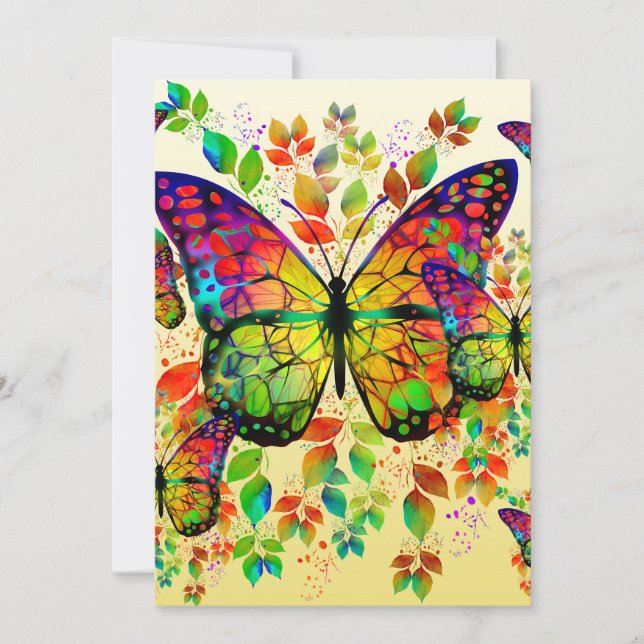 INVITATION PAPILLONS PRINTANIERS NATURE COLORÉE (Devant)