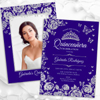 Papillons Rose d'argent pourpre Quinceanera Photo