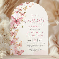 Papillons rose joli 1er Arc d'anniversaire