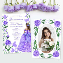 Papillons Rose Lilac Princesse Photo Quinceanera