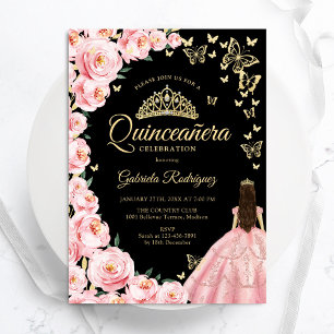 Invitation Papillons Roses Roses Roses Roses Noires Quinceane