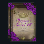 Invitation Papillons Tiara Bright Violet Rose doux 16<br><div class="desc">Customisez comme vous voulez. Remplacez la photo au dos par votre propre photo ou retirez la photo ensemble.</div>