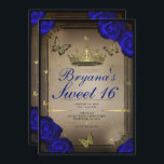 Invitation Papillons Tiara d'or Bleu Rose doux 16<br><div class="desc">Customisez comme vous voulez. Remplacez la photo au dos par votre propre photo ou retirez la photo ensemble.</div>