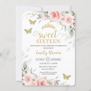 Invitation Papillons verts de Sweet sixteen rose de Sage Flor