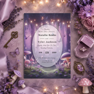 Invitation Papillons Violets et Cieux Étoilés de Mariage