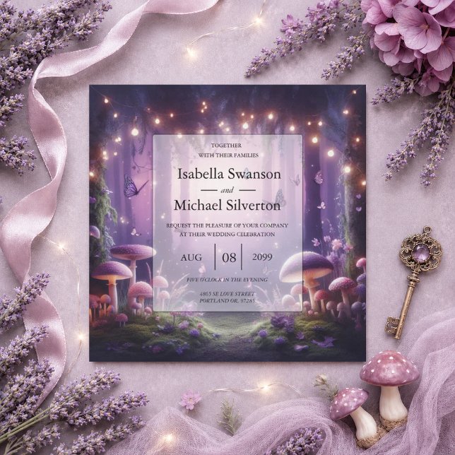 Invitation Papillons Violets et Cieux Étoilés de Mariage (Créateur téléchargé)
